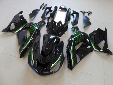 Carénage Moto ZX14R ZZR 1400 2006-2011 - Noir Brillant avec Ligne Verte