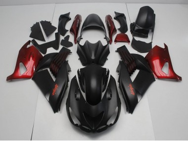 Carénage Moto ZX14R ZZR 1400 2006-2011 - Noir Mat et Rouge
