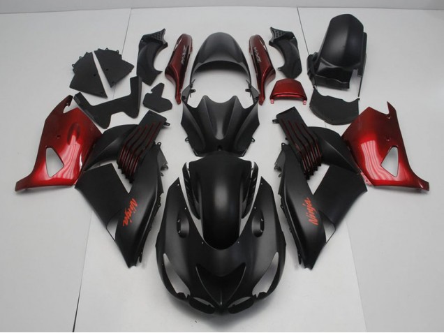 Carénage Moto ZX14R ZZR 1400 2006-2011 - Noir Mat et Rouge