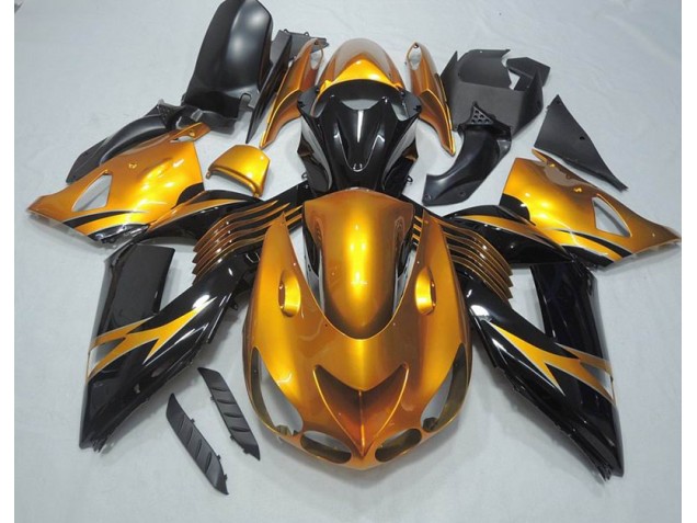 Carénage Moto ZX14R ZZR 1400 2006-2011 - Noir Or Carénage Moto ZX14R ZZR 1400 2006-2011 - Noir Or