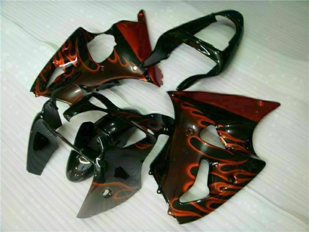 Carénage Moto ZX6R 2000-2002 - Noir Rouge Flamme Carénage Moto ZX6R 2000-2002 - Noir Rouge Flamme