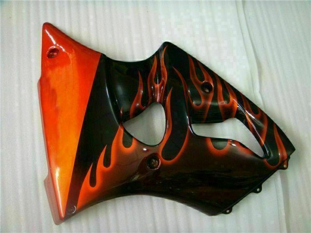 Carénage Moto ZX6R 2000-2002 - Noir Rouge Flamme Carénage Moto ZX6R 2000-2002 - Noir Rouge Flamme