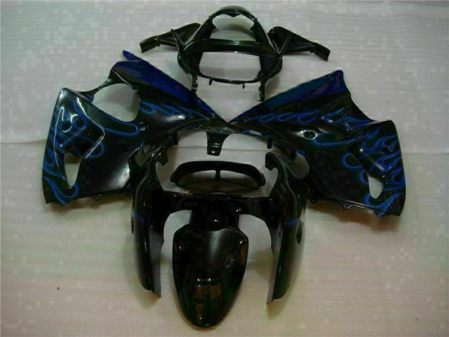 Carénage Moto ZX6R 2000-2002 - Noir avec Bleu Flamme Carénage Moto ZX6R 2000-2002 - Noir avec Bleu Flamme