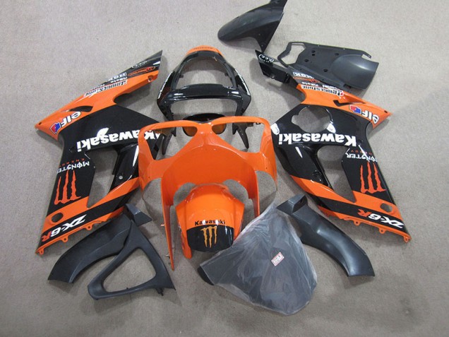 Carénage Moto ZX6R 2003-2004 - Noir Orange Monster Carénage Moto ZX6R 2003-2004 - Noir Orange Monster