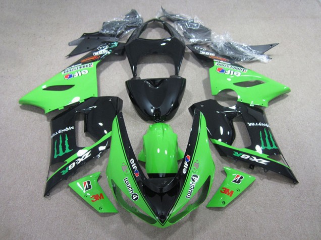 Carénage Moto ZX6R 2005-2006 - Noir Vert 3M Touch4 Monster Carénage Moto ZX6R 2005-2006 - Noir Vert 3M Touch4 Monster