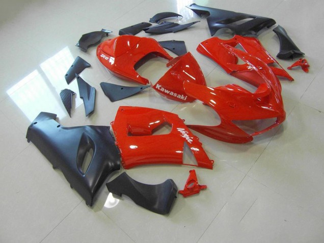 Carénage Moto ZX6R 2005-2006 - Rouge et Noir Mat