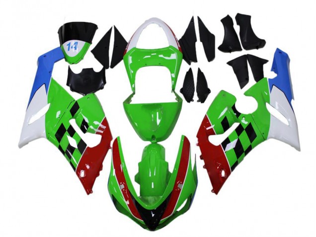 Carénage Moto ZX6R 2005-2006 - Vert Rouge Blanc Bleu Carénage Moto ZX6R 2005-2006 - Vert Rouge Blanc Bleu