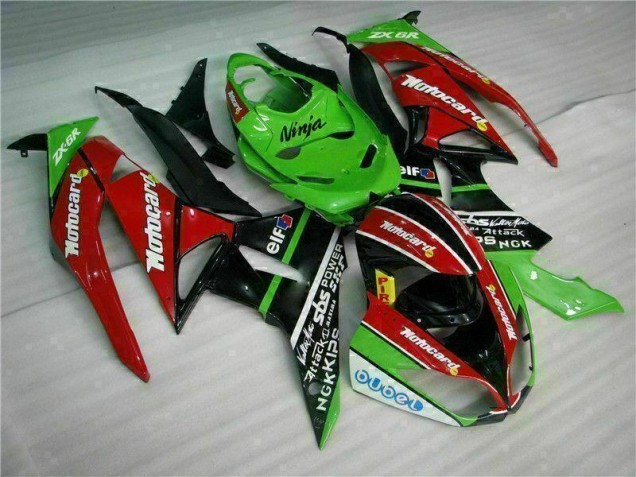 Carénage Moto ZX6R 2009-2012 - Noir Rouge Vert Motocard Carénage Moto ZX6R 2009-2012 - Noir Rouge Vert Motocard
