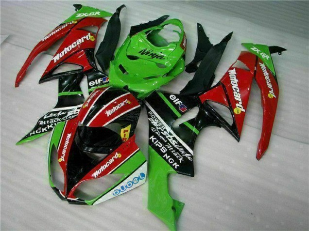 Carénage Moto ZX6R 2009-2012 - Noir Rouge Vert Motocard Carénage Moto ZX6R 2009-2012 - Noir Rouge Vert Motocard