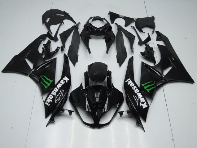 Carénage Moto ZX6R 2009-2012 - Noir avec Monster Carénage Moto ZX6R 2009-2012 - Noir avec Monster