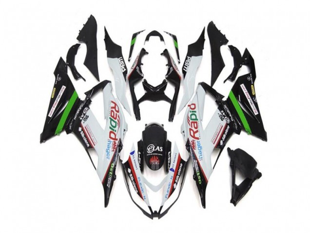 Carénage Moto ZX6R 2013-2018 - Blanc Noir Carénage Moto ZX6R 2013-2018 - Blanc Noir
