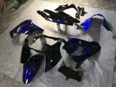 Carénage Moto ZX9R 2000-2001 - Noir Brillant Bleu Flamme
