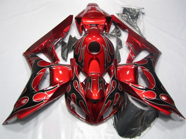 Carénages Moto CBR 1000 RR 2006-2007 - Rouge Noir Flamme Carénages Moto CBR 1000 RR 2006-2007 - Rouge Noir Flamme