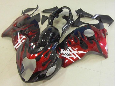 Carénages Moto GSXR 1300 Hayabusa 1996-2007 - Noir Rouge Flamme
