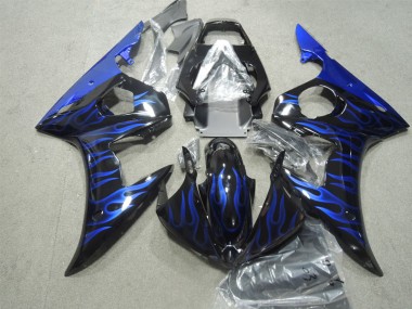 Carénages Moto R6 2003-2005 - Noir Bleu Flamme