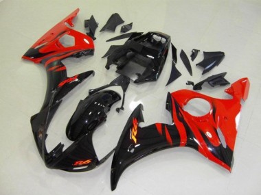 Carénages Moto R6 2003-2005 - Noir Rouge Flamme
