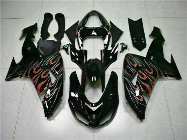 Carénages Moto ZX10R 2006-2007 - Noir Rouge Flamme