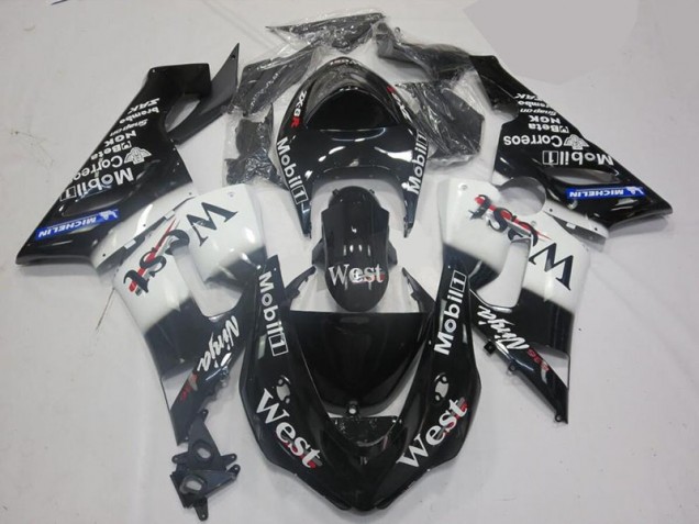 Carénages Moto ZX6R 2005-2006 - Blanc Noir Carénages Moto ZX6R 2005-2006 - Blanc Noir