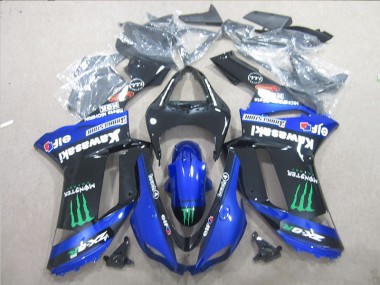 Carénages Moto ZX6R 2007-2008 - Noir Bleu Vert Monster
