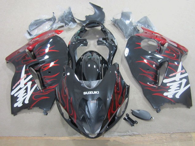 Carrosserie Moto GSXR 1300 Hayabusa 1996-2007 - Noir Rouge Flamme Carrosserie Moto GSXR 1300 Hayabusa 1996-2007 - Noir Rouge Flamme